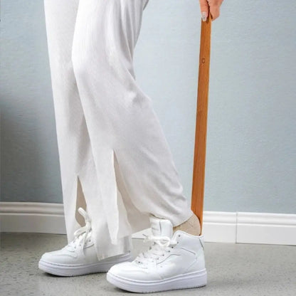 Creative 30/55Cm Magnetic Shoehorn Wooden Handle No-Bend Shoe Puller Flexible Lazy Shoe Horn for Elderly, Pregnant Women