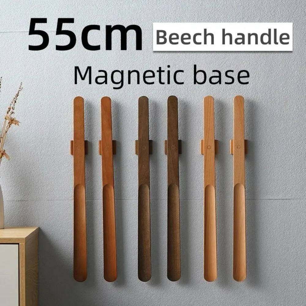 Creative 30/55Cm Magnetic Shoehorn Wooden Handle No-Bend Shoe Puller Flexible Lazy Shoe Horn for Elderly, Pregnant Women